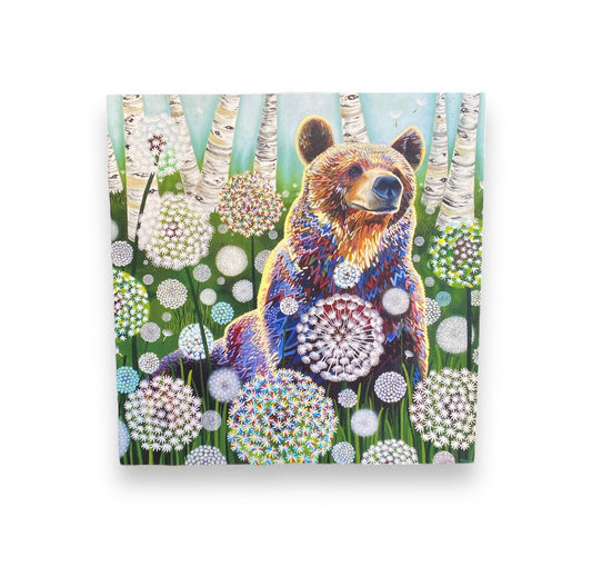 Smells like Spring, Bear with Dandelions Card