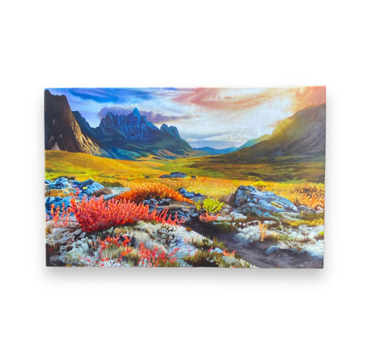 Carte d'art de peinture de paysage de coucher du soleil du Yukon