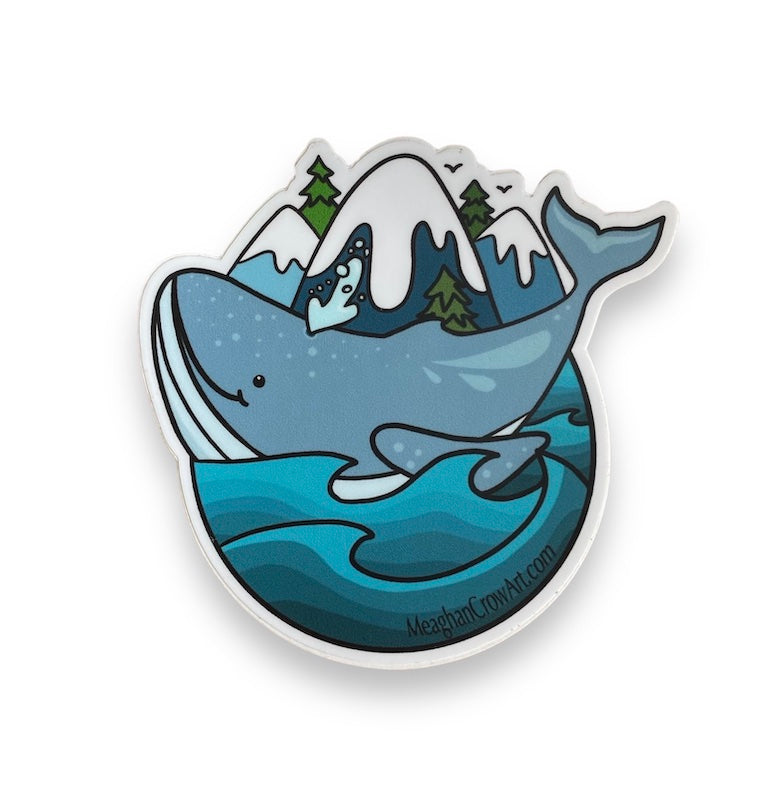 Humpback Whale and Mountains Sticker