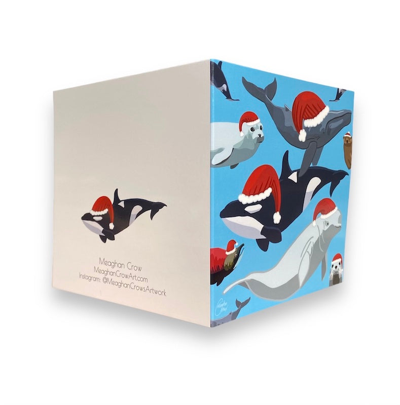 Carte de Noël océan - Animaux marins en chapeaux de Père Noël