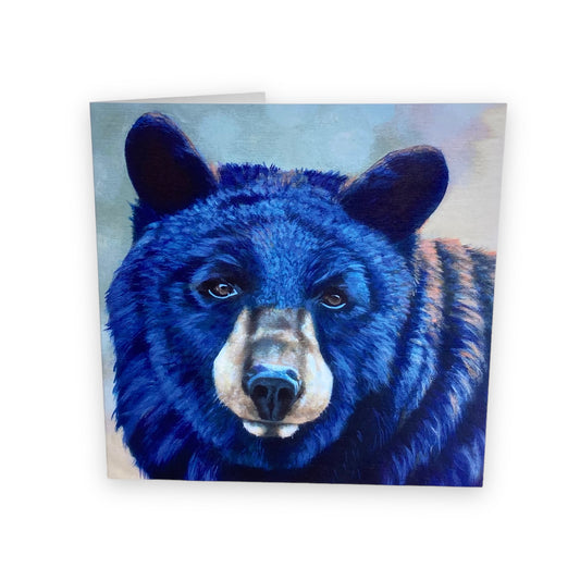 Tarjeta de arte de pintura de oso mirando