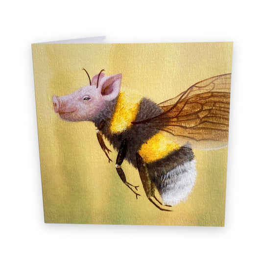 Tarjeta Arte de la criatura del cerdo abejorro