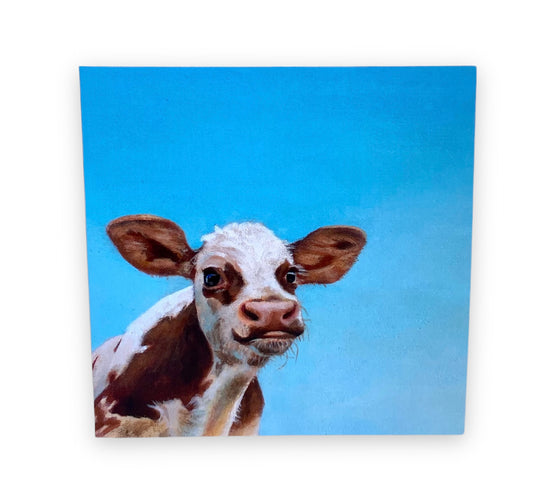 Carte d'art de peinture de veau de vache de bébé