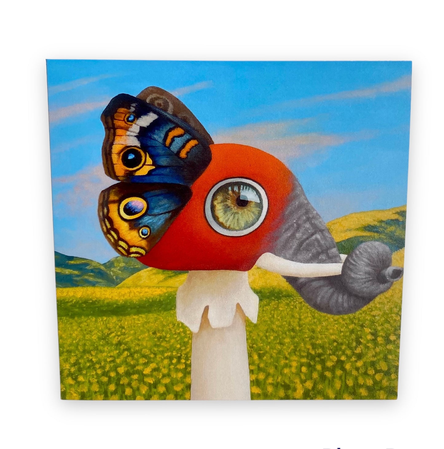 Surreal Creature Art Card- Summer Elephant Butterfly Mushroom