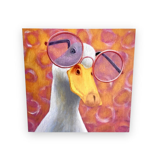 Tarjeta de arte pato con gafas