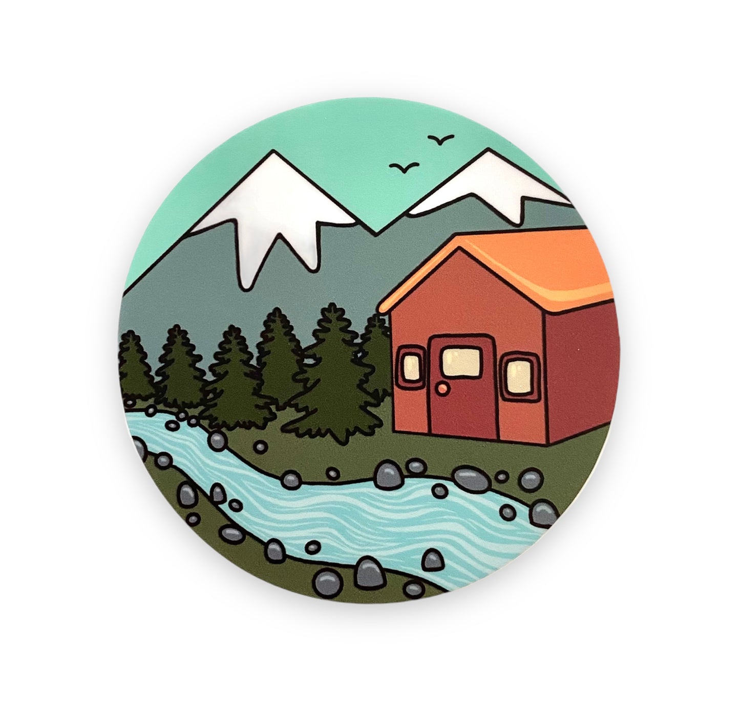 Cabane canadienne dans les bois et les montagnes Sticker
