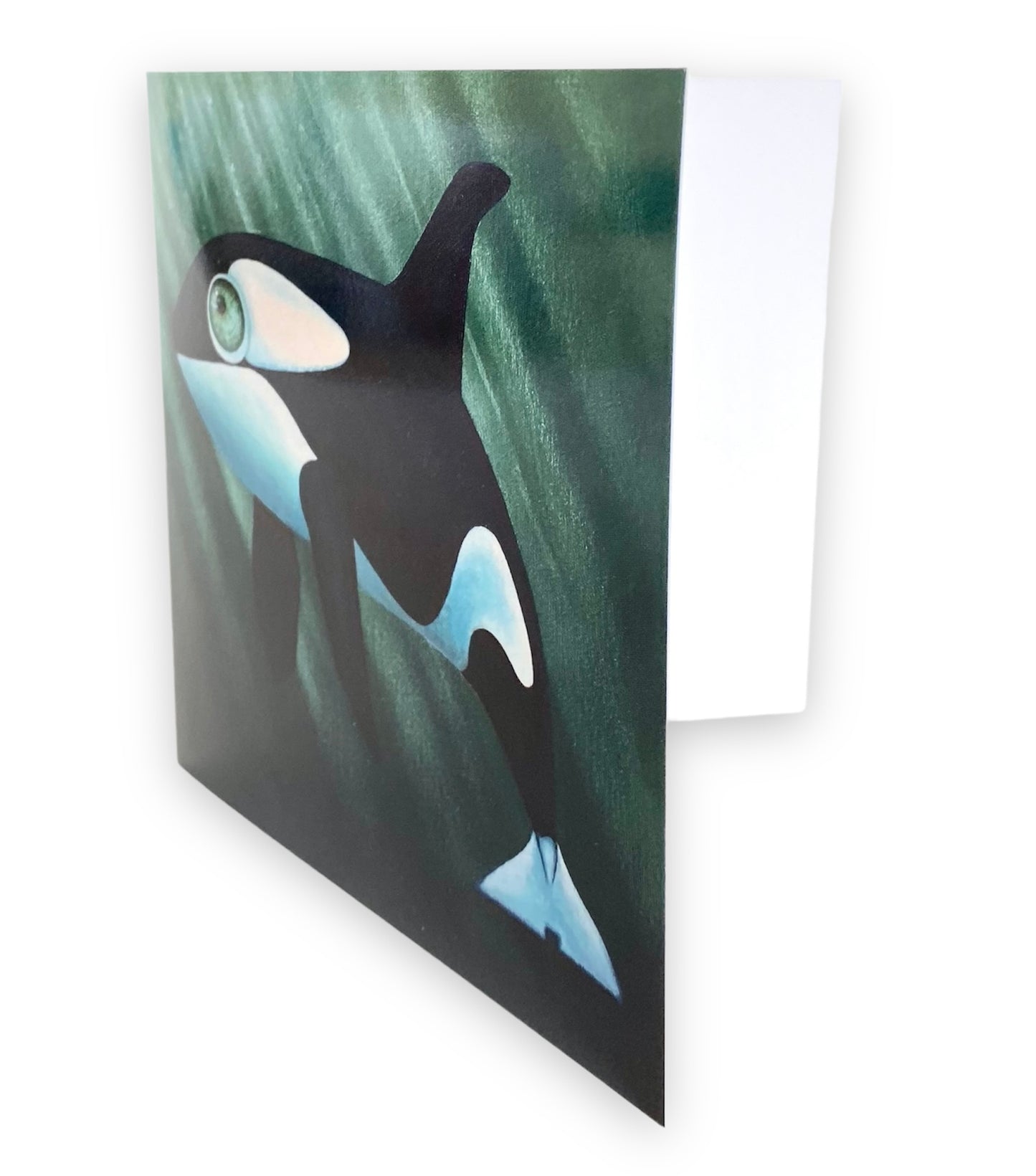 Tarjeta de ballena orca de ojos grandes