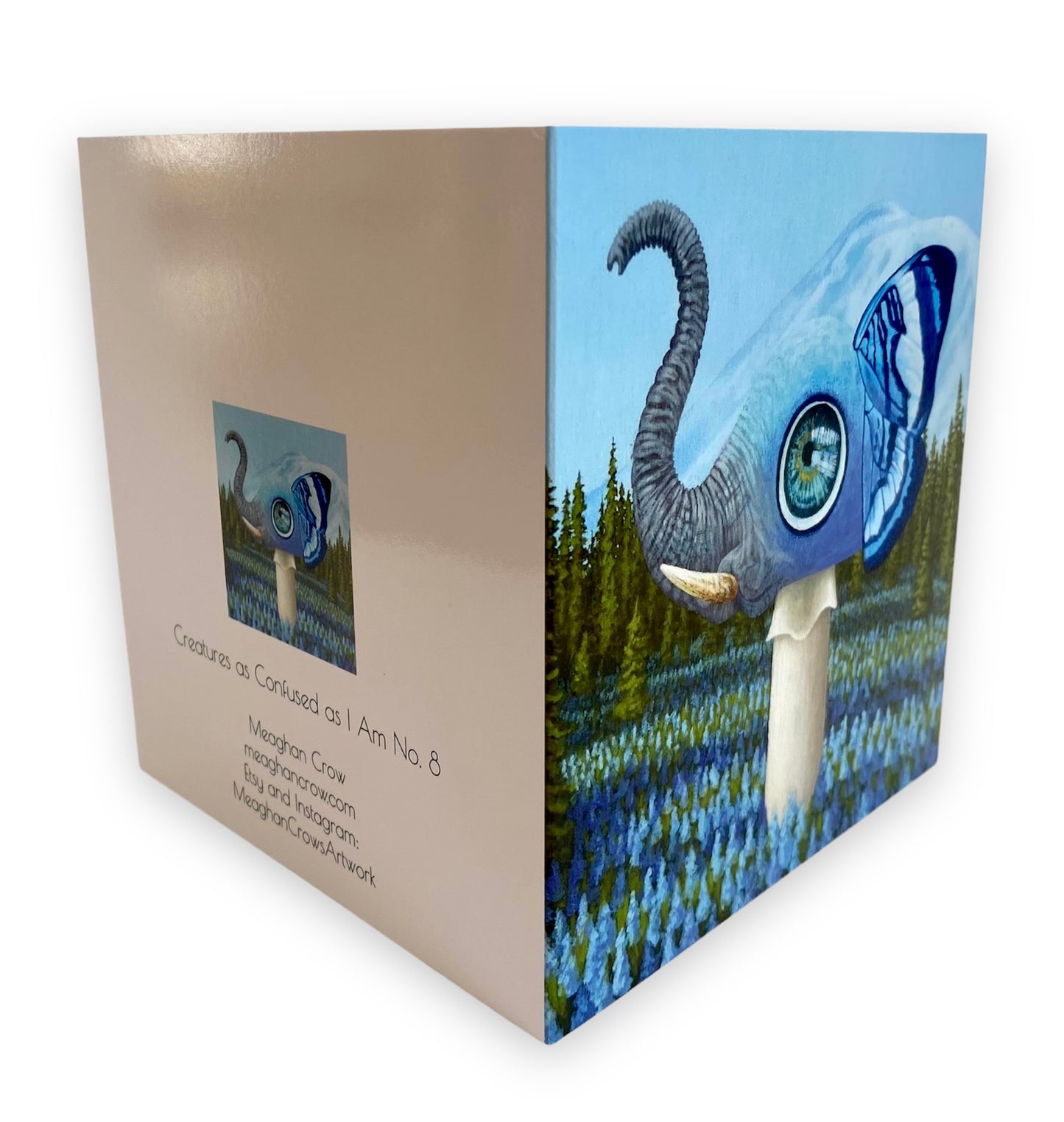 Surreal Creature Art Card- Winter Elephant Butterfly Mushroom