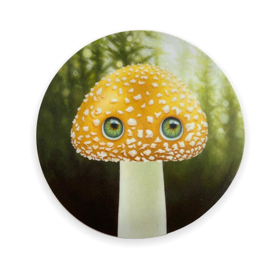 Yellow Mushroom Laptop Water Bottle Sticker