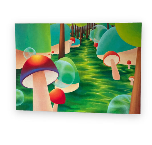 Carte d'art amusante de la forêt de champignons