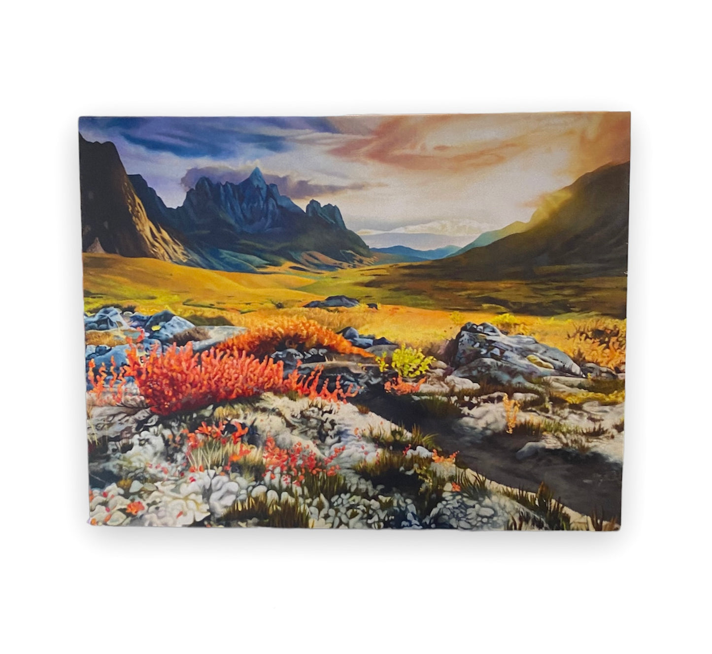 Carte d'art de peinture de paysage de coucher du soleil du Yukon