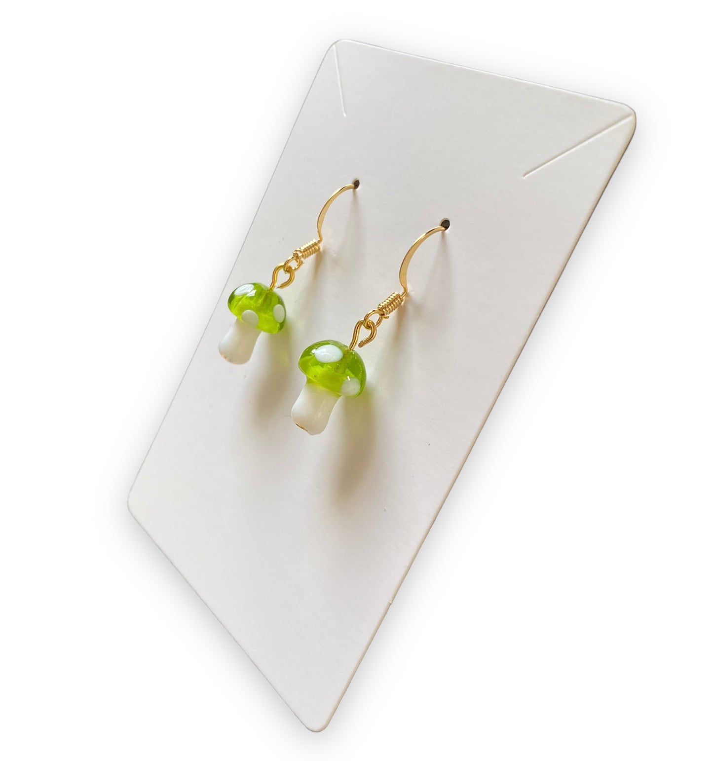 Lime Green Mushroom Earrings