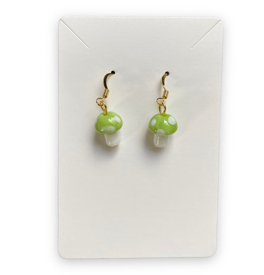 Light Green Mushroom Earrings