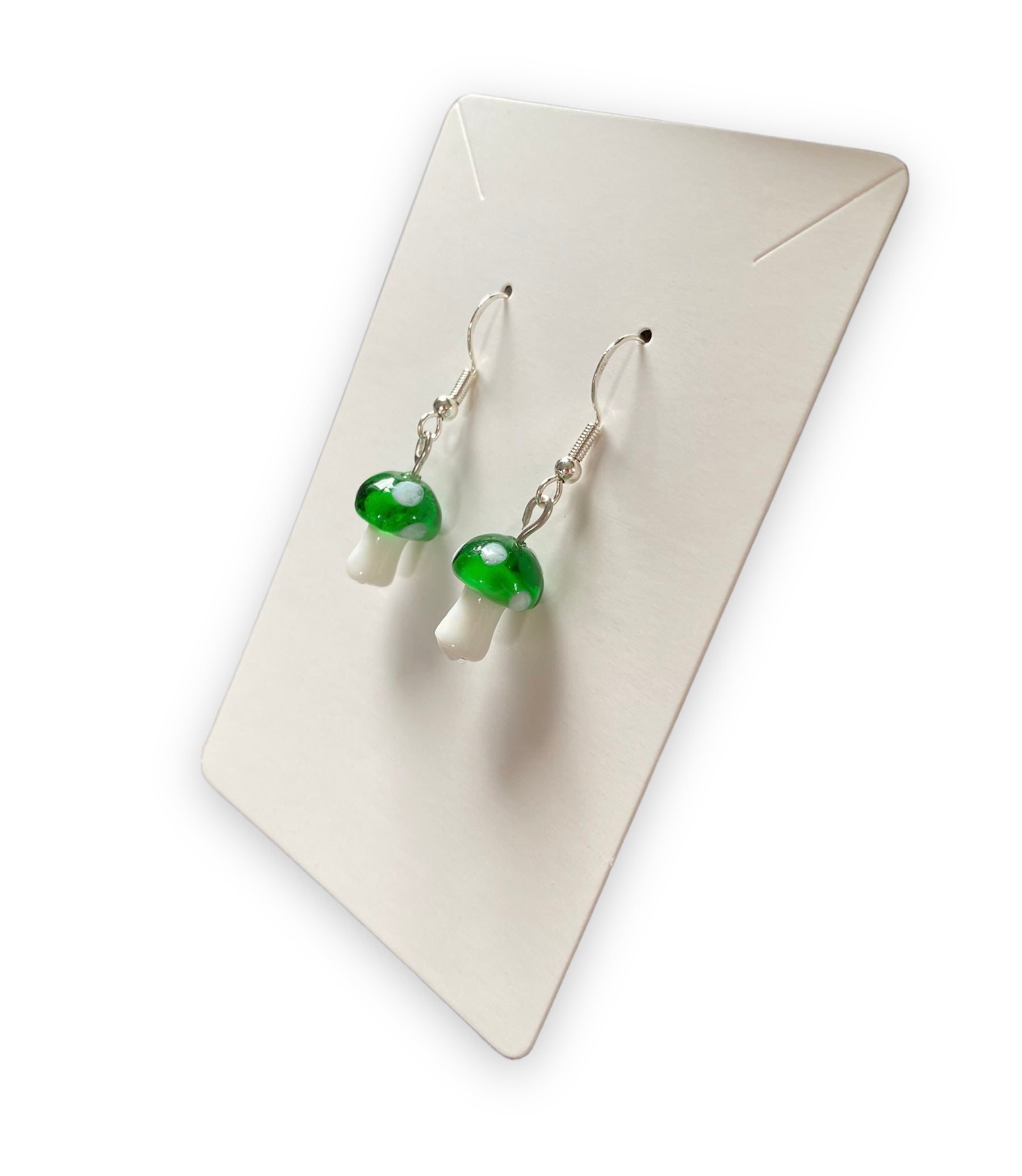 Glow in the dark Translucent outlet earthy green inkycap earrings 14k gold hooks handmade mushroom earrings