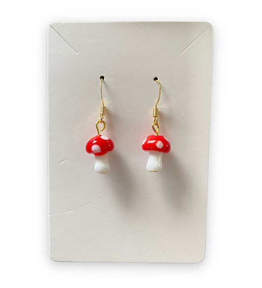 Small Red Mushroom Earrings